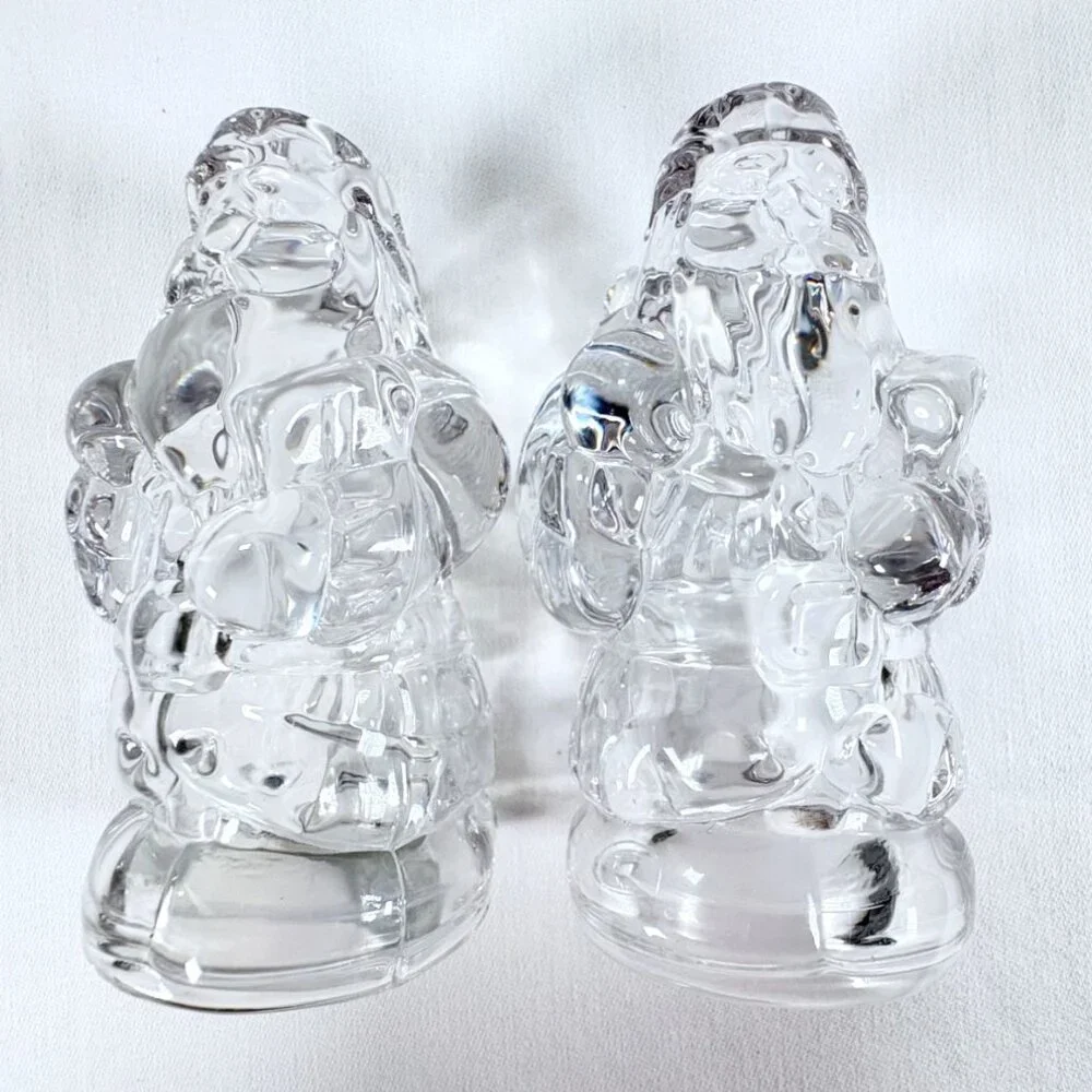 Vintage Gorham Crystal Holiday Traditions Santa Salt & Pepper‎ Shaker Set